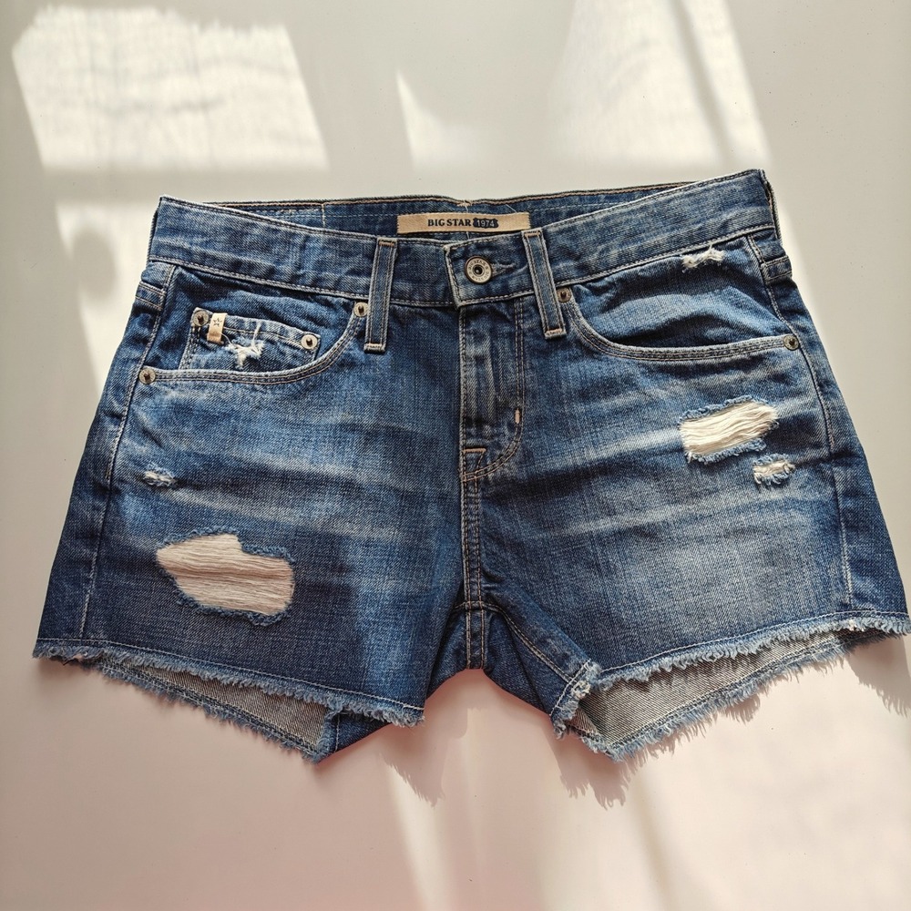 Big Star Women's Distressed Blue Denim Cutoff Shorts